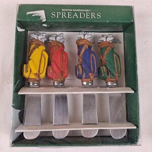 Boston Warehouse Spreaders Gold Bag with Clubs Handles Stainless Steel Vintage